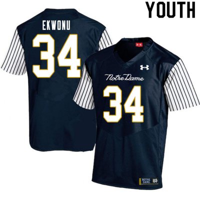 Notre Dame Fighting Irish Youth Osita Ekwonu #34 Navy Under Armour Alternate Authentic Stitched College NCAA Football Jersey FOB8099WA